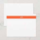 オレンジと白の名前モノグラムのイニシャル ノートカード (正面/裏面)