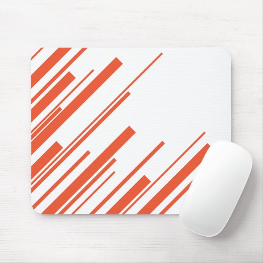 オレンジと白の対角線 マウスパッド (マウス)