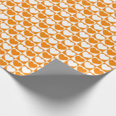 オレンジと白の市松模様にパターン(ハート) ラッピングペーパー (角)