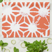 オレンジと白の幾何学的パターン キッチンタオル (折り畳み)