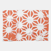 オレンジと白の幾何学的パターン キッチンタオル (横)
