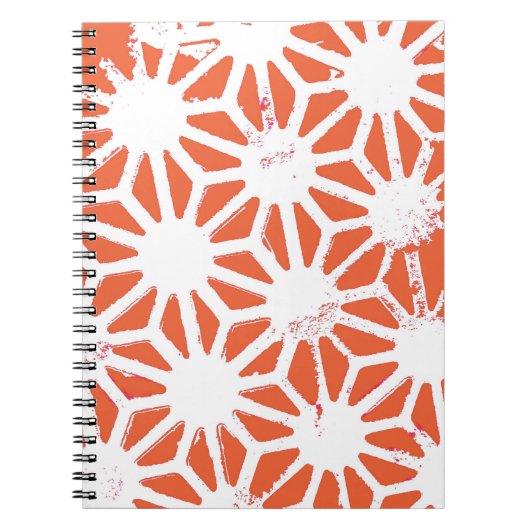 オレンジと白の幾何学的パターン ノートブック (正面)