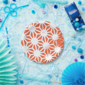 オレンジと白の幾何学的パターン ペーパープレート (パーティー)