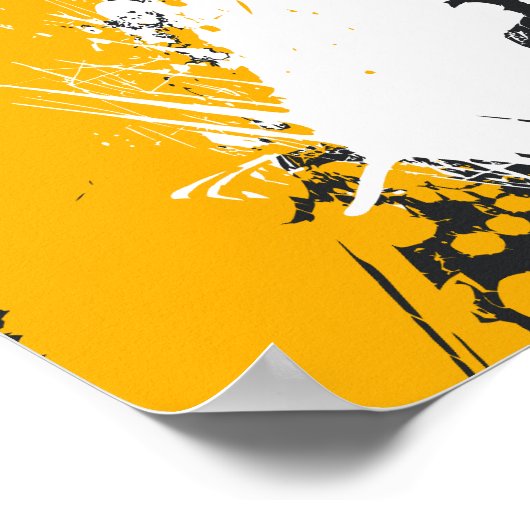 オレンジと白の抽象芸術のスプラッ絵を描シング ポスター (角)