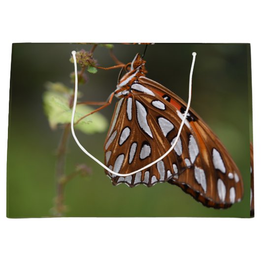 オレンジと白の斑点のある湾蝶の緑の湾 ラージペーパーバッグ (正面)