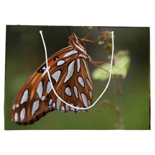 オレンジと白の斑点のある湾蝶の緑の湾 ラージペーパーバッグ (裏面)