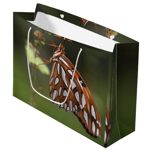 オレンジと白の斑点のある湾蝶の緑の湾 ラージペーパーバッグ (正面アングル)