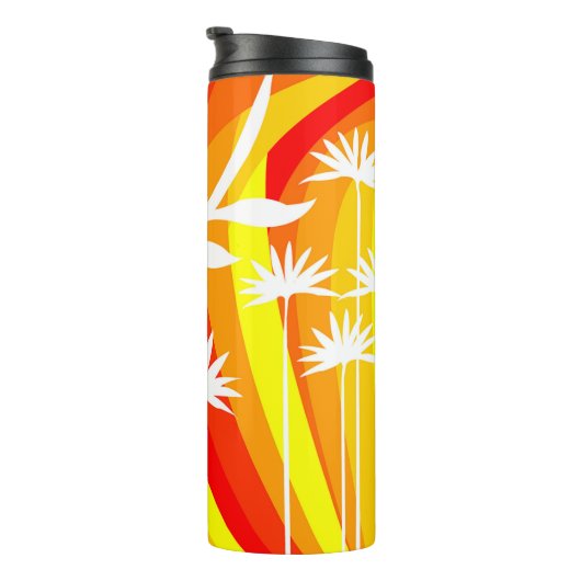 オレンジと白の植物イラストレーション  タンブラー (回転右)