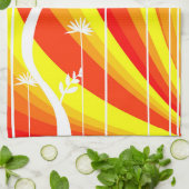 オレンジと白の植物学 キッチンタオル (折り畳み)