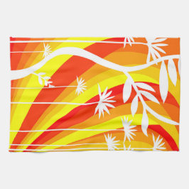 オレンジと白の植物学 キッチンタオル