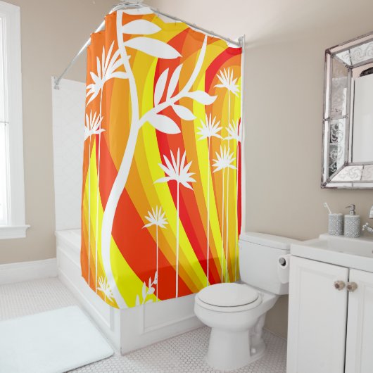 オレンジと白の植物学 シャワーカーテン (インサイチュ)