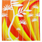 オレンジと白の植物学 シャワーカーテン (正面)