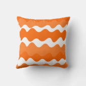 オレンジと白の水平波パターンデザイン クッション (裏面)