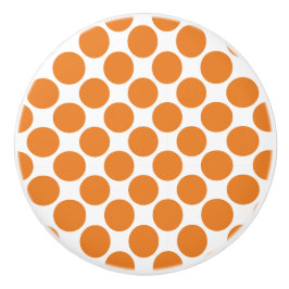 オレンジと白の水玉模様セラミックノブ セラミックノブ