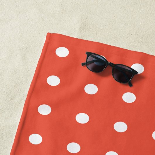 オレンジと白の水玉模様 ビーチタオル (インサイチュ)