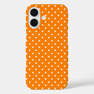 オレンジと白の水玉模様 iPhone 16ケース