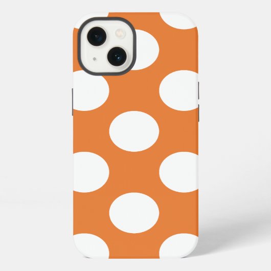 オレンジと白の水玉模様 iPhoneケース (裏面)