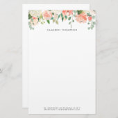 オレンジと白の水色アジサイと牡丹 便箋 (正面/裏面)