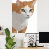 オレンジと白の猫の肖像画 ポスター (ホームオフィス)