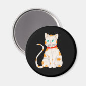 オレンジと白の猫マグネット マグネット (正面/裏面)