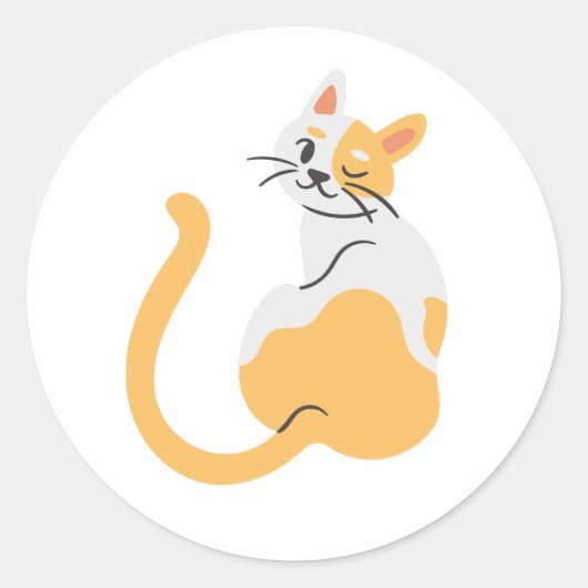 オレンジと白の猫 かわいい子猫 ステッカー (正面)