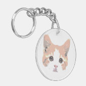 オレンジと白の猫 キーホルダー (正面左)