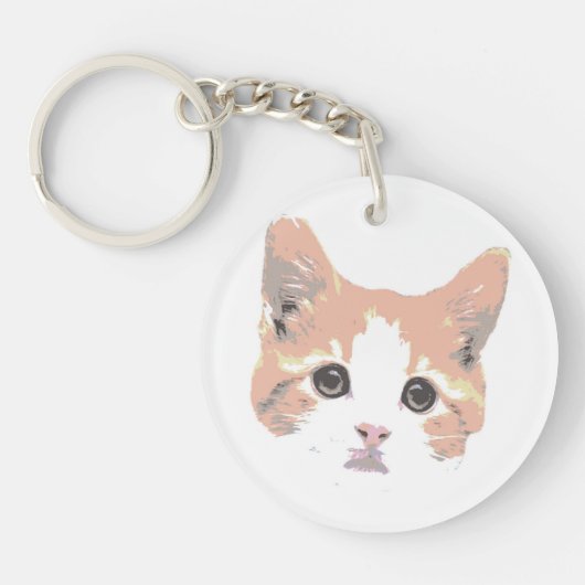 オレンジと白の猫 キーホルダー (正面)