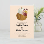 オレンジと白の秋のポンプキン黄色のウェディング 招待状 (スタンド正面)