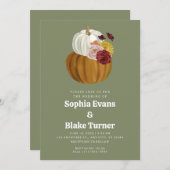 オレンジと白の秋のポンプキン　グリーンウェディング 招待状 (正面/裏面)