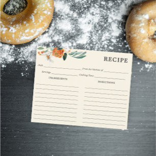 オレンジと白の花アイボリーレシピカード