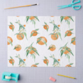 オレンジと白の花模様の葉の水彩画 薄葉紙 (クラフト)