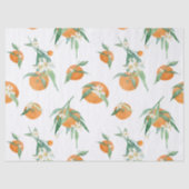 オレンジと白の花模様の葉の水彩画 薄葉紙 (正面)