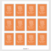 オレンジと白の花瓶蔵書票 シール (シート)