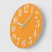 オレンジと白の顔ウォールクロック ラージ壁時計 (傾斜)