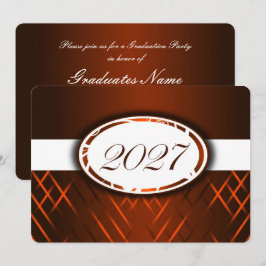 オレンジと白の2027年卒業パーティー 招待状