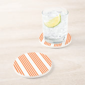 オレンジと白の5つのストライプパターン コースター (側面)