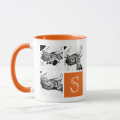 オレンジと白のInstagramフォトコラージモノグラム マグカップ (左)