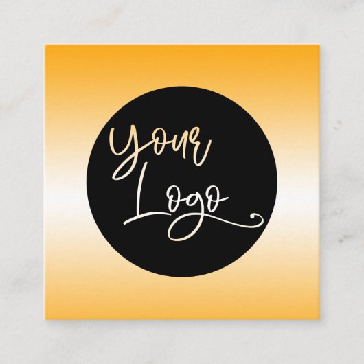 オレンジと白カスタムのロゴを追加しまグラデーションす スクエア名刺 (正面)