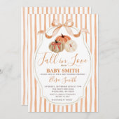 オレンジと白カボチャ秋の愛の赤ちゃんシャワー 招待状 (正面/裏面)