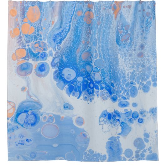 オレンジと白クラゲの水中 シャワーカーテン (正面)