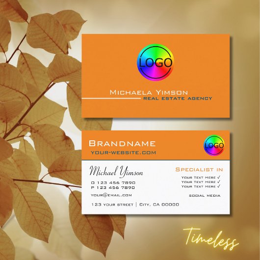 オレンジと白シンプルのロゴプロフェッショナル 名刺