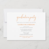 オレンジと白シンプルの写真卒業パーティー 招待状 (裏面)