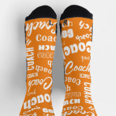 オレンジと白パーソナライズされたコーチのギフトネームアート ソックス (上部)