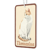 オレンジと白パーソナライズされた猫 カーエアーフレッシュナー (左)