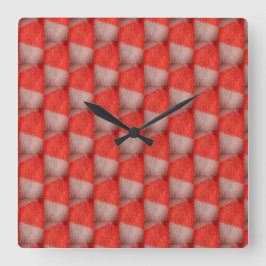 オレンジと白市松模様に スクエア壁時計