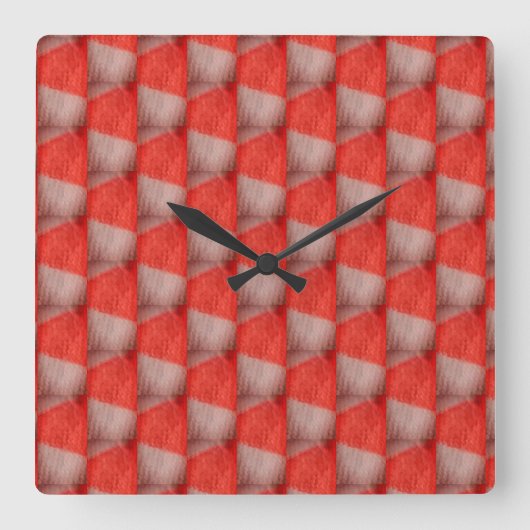 オレンジと白市松模様に スクエア壁時計 (正面)