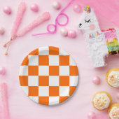 オレンジと白市松模様に ペーパープレート (パーティー)