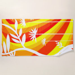 オレンジと白 ビーチタオル