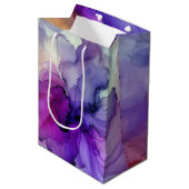 オレンジと紫のアルコールインクデザイン ミディアムペーパーバッグ (正面アングル)