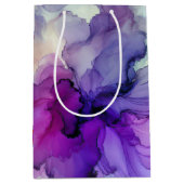 オレンジと紫のアルコールインクデザイン ミディアムペーパーバッグ (正面)